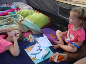 Colouring in the tent